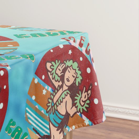 Retro Kerstmis, Mele Kalikimaka Hula Dancer Tafelkleed (Voorbeeld)