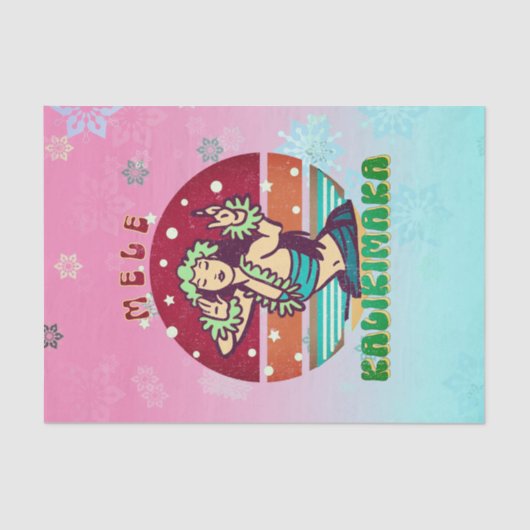 Retro Kerstmis, Mele Kalikimaka Hula Dancer Tissuepapier (Voorkant)