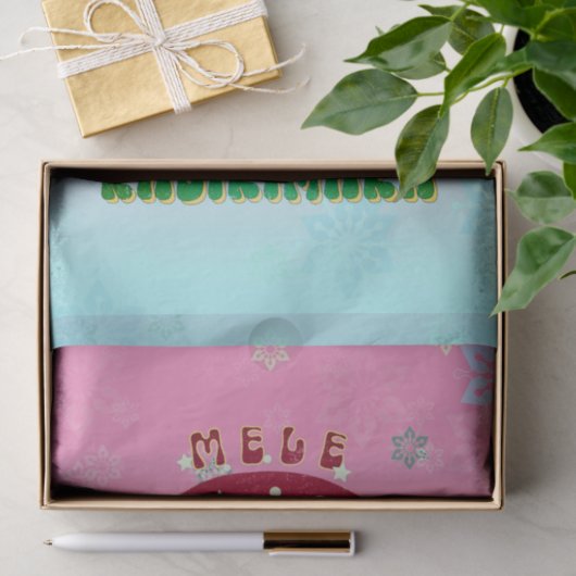 Retro Kerstmis, Mele Kalikimaka Hula Dancer Tissuepapier (Geschenk)