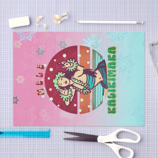 Retro Kerstmis, Mele Kalikimaka Hula Dancer Tissuepapier (Craft)