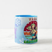 Retro Kerstmis, Mele Kalikimaka Hula Dancer Tweekleurige Koffiemok (Center)