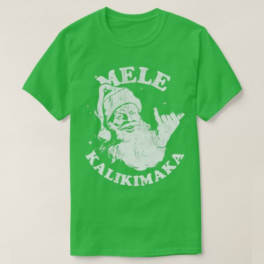 Retro Kerstmis Mele Kalikimaka Santa Shaka Hawaii T-shirt (Design voorkant)