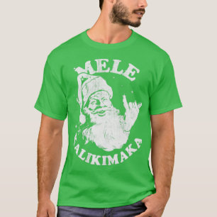 Retro Kerstmis Mele Kalikimaka Santa Shaka Hawaii T-shirt