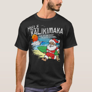 Retro Kerstmis Mele Kalikimaka Santa Shaka Hawaii T-shirt