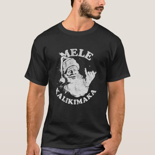 Retro Kerstmis Mele Kalikimaka Santa Shaka Hawaii T-shirt (Voorkant)