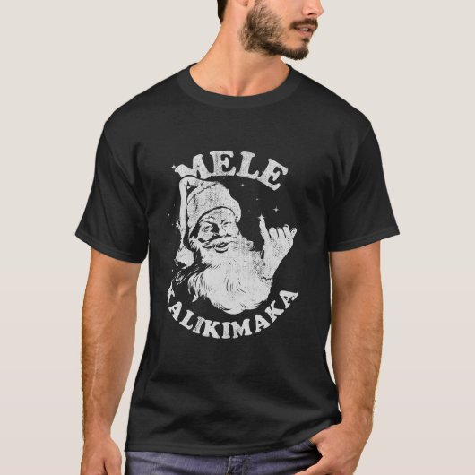 Retro Kerstmis Mele Kalikimaka Santa Shaka Hawaii T-shirt (Voorkant)