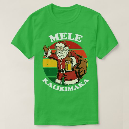 Retro Kerstmis Mele Kalikimaka Santa Shaka Hawaii T-shirt (Design voorkant)