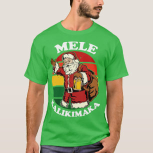 Retro Kerstmis Mele Kalikimaka Santa Shaka Hawaii T-shirt