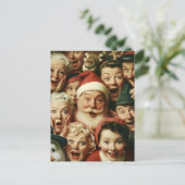 Retro Kerstmis Menigte met Kerstman Briefkaart (Staand voorkant)