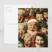 Retro Kerstmis Menigte met Kerstman Briefkaart (Voorkant / Achterkant)