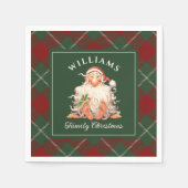 Retro Kerstmis met familienaam Servet (Voorkant)