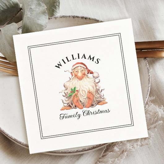 Retro Kerstmis met familienaam Servet