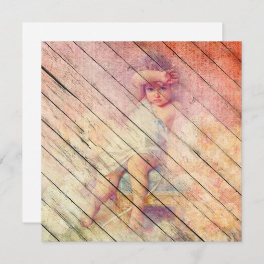 Retro | Kerstmis met hout Feestdagenkaart (Voorkant / Achterkant)