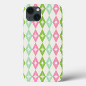 Retro Kerstmis Mid Century Diamanten Roze & Groen Case-Mate iPhone Case (Achterkant)