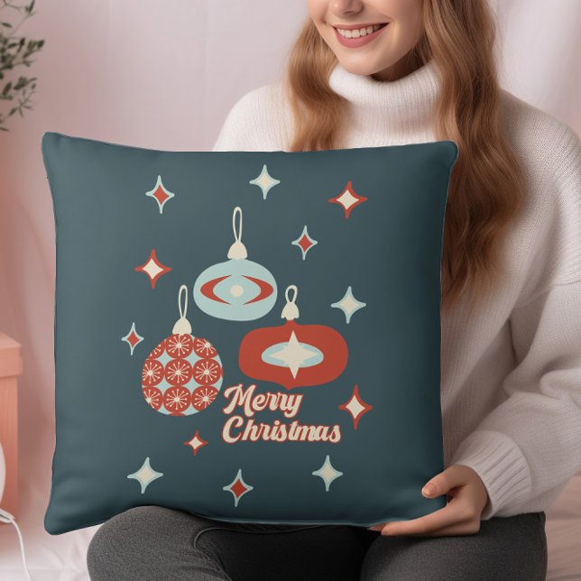 Retro Kerstmis Mid Century Modern Atoomleeftijd Kussen (Creator heeft geüpload)