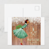 Retro Kerstmis Mistletoe Kisses Holiday Briefkaart (Voorkant / Achterkant)