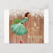 Retro Kerstmis Mistletoe Kisses Holiday Briefkaart (Voorkant)