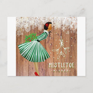 Retro Kerstmis Mistletoe Kussen Vakantie Ansichtka Feestdagenkaart