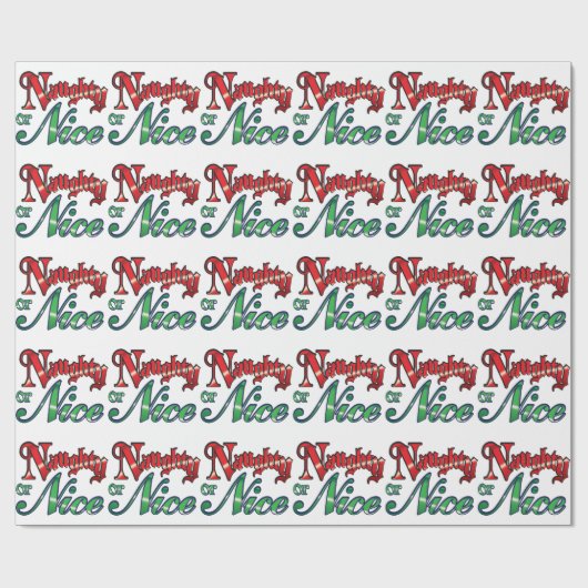 Retro Kerstmis, Naughty of Nice Red Green Letters Cadeaupapier (Vlak)