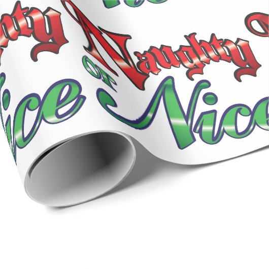 Retro Kerstmis, Naughty of Nice Red Green Letters Cadeaupapier (Rol Hoek)