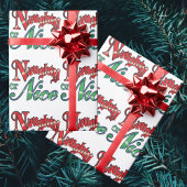 Retro Kerstmis, Naughty of Nice Red Green Letters Cadeaupapier