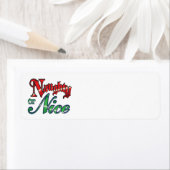 Retro Kerstmis, Naughty of Nice Red Green Letters Etiket (Insitu)
