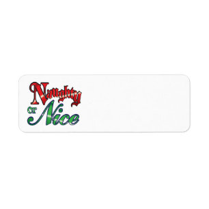 Retro Kerstmis, Naughty of Nice Red Green Letters Etiket