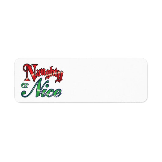 Retro Kerstmis, Naughty of Nice Red Green Letters Etiket (Voorkant)