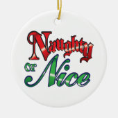 Retro Kerstmis, Naughty of Nice Red Green Letters Keramisch Ornament (Voorkant)