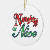 Retro Kerstmis, Naughty of Nice Red Green Letters Keramisch Ornament (Links)