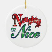 Retro Kerstmis, Naughty of Nice Red Green Letters Keramisch Ornament (Achterkant)