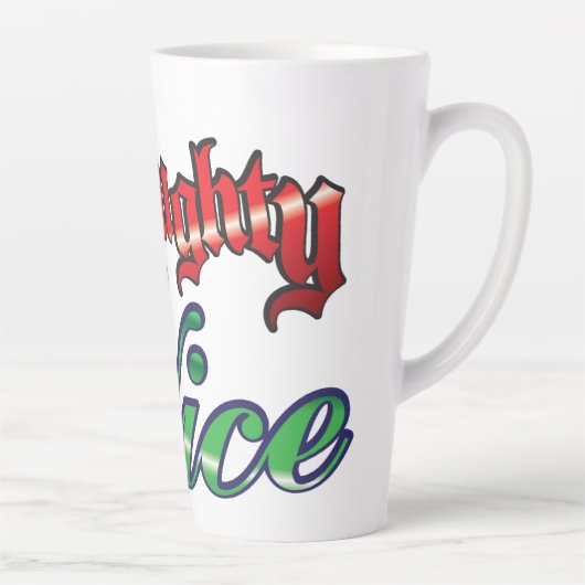 Retro Kerstmis, Naughty of Nice Red Green Letters Latte Mok (Rechts)