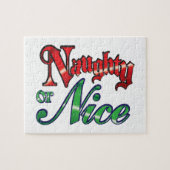 Retro Kerstmis, Naughty of Nice Red Green Letters Legpuzzel (Horizontaal)