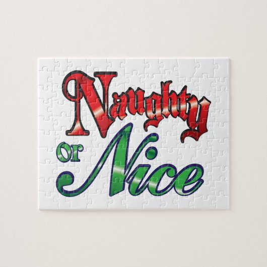Retro Kerstmis, Naughty of Nice Red Green Letters Legpuzzel (Horizontaal)