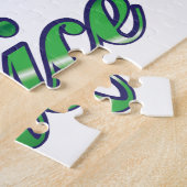 Retro Kerstmis, Naughty of Nice Red Green Letters Legpuzzel (Zijkant)