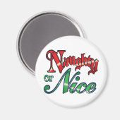Retro Kerstmis, Naughty of Nice Red Green Letters Magneet (Voorkant / Achterkant)