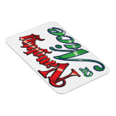 Retro Kerstmis, Naughty of Nice Red Green Letters Magneet (Rechterzijde)