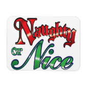 Retro Kerstmis, Naughty of Nice Red Green Letters Magneet (Horizontaal)