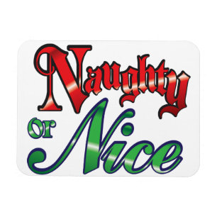 Retro Kerstmis, Naughty of Nice Red Green Letters Magneet