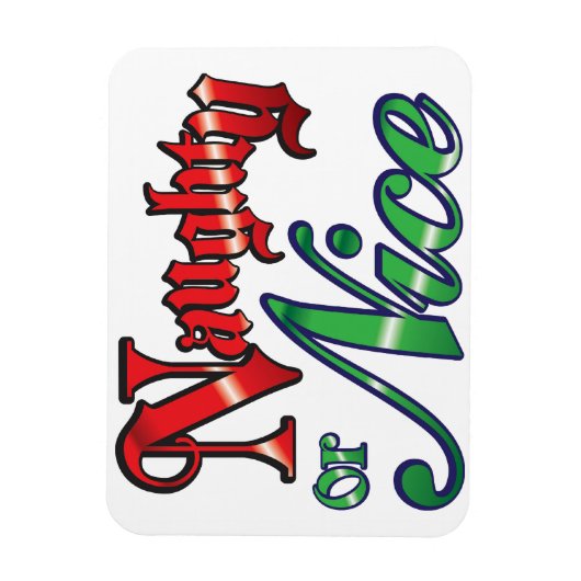 Retro Kerstmis, Naughty of Nice Red Green Letters Magneet (Verticaal)