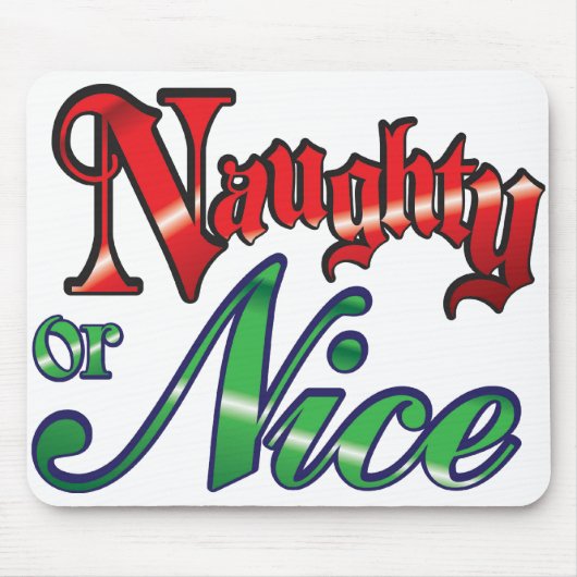 Retro Kerstmis, Naughty of Nice Red Green Letters Muismat (Voorkant)