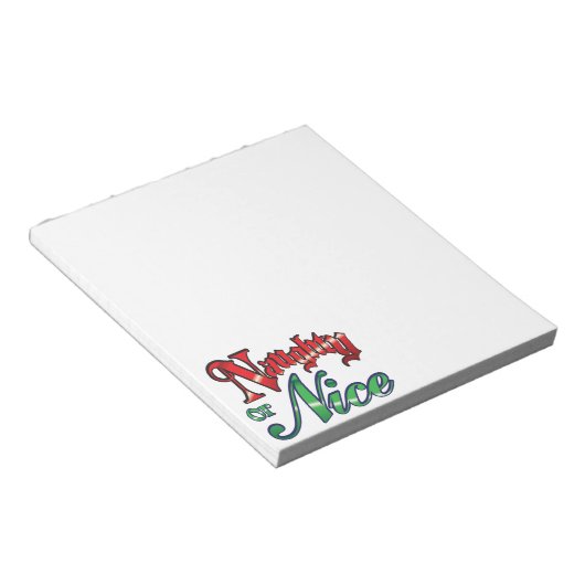 Retro Kerstmis, Naughty of Nice Red Green Letters Notitieblok (Schuin)