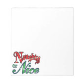 Retro Kerstmis, Naughty of Nice Red Green Letters Notitieblok (Voorkant)