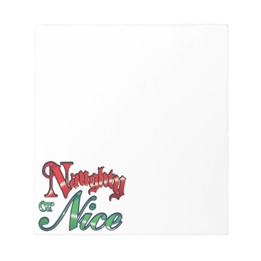 Retro Kerstmis, Naughty of Nice Red Green Letters Notitieblok (Voorkant)