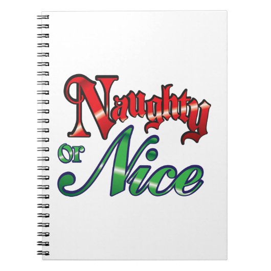 Retro Kerstmis, Naughty of Nice Red Green Letters Notitieboek (Voorkant)