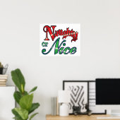 Retro Kerstmis, Naughty of Nice Red Green Letters Poster (Thuiskantoor)