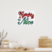 Retro Kerstmis, Naughty of Nice Red Green Letters Poster (Keuken)