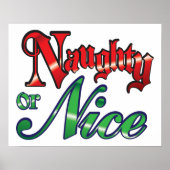 Retro Kerstmis, Naughty of Nice Red Green Letters Poster (Voorkant)