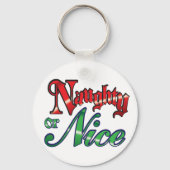 Retro Kerstmis, Naughty of Nice Red Green Letters Sleutelhanger (Achterkant)