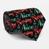 Retro Kerstmis, Naughty of Nice Red Green Letters Stropdas (Opgerold)
